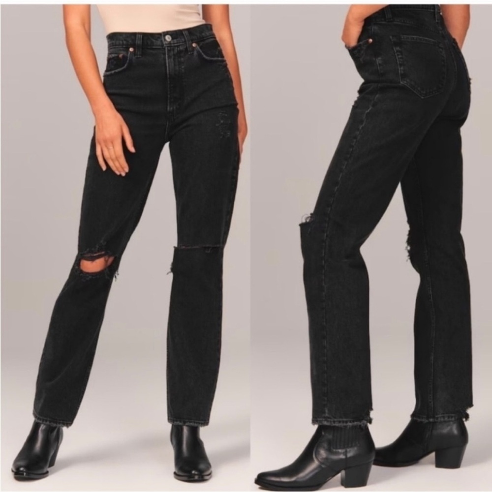 Abercrombie & Fitch A&F The 90’s Straight Ultra High Rise Black Jean Size 30 L